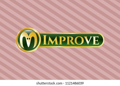  Gold badge with goat head icon and Improve text inside