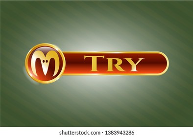  Gold badge with goat head icon and Try text inside