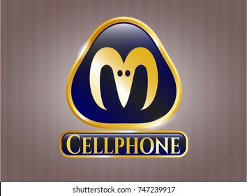  Gold badge with goat head icon and Cellphone text inside