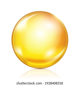 Gold badge. Golden sphere isolated on a white background. Ball yellow color.