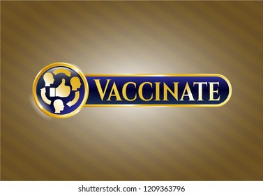  Gold badge with good customer feedback icon and Vaccinate text inside