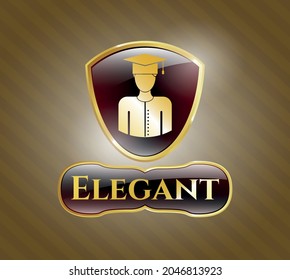 Gold badge with graduated icon and Elegant text inside