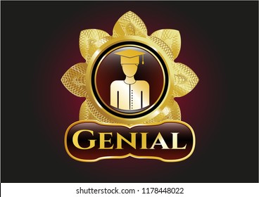  Gold badge with graduated icon and Genial text inside