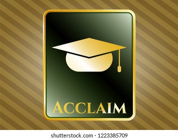  Gold badge with graduation cap icon and Acclaim text inside