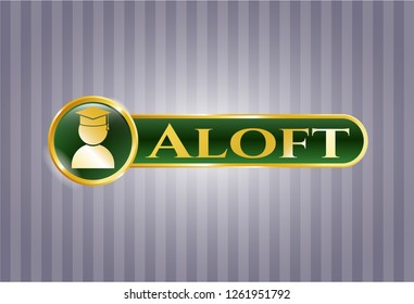  Gold badge with graduation icon and Aloft text inside