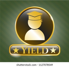  Gold badge with graduation icon and Yield text inside