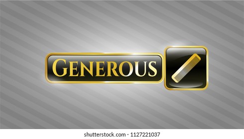  Gold badge with hair comb icon and Generous text inside