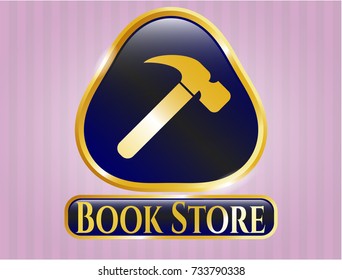  Gold badge with hammer icon and Book Store text inside