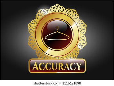  Gold badge with hanger icon and Accuracy text inside