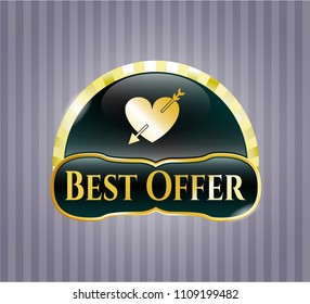   Gold badge with heart with arrow icon and Best Offer text inside