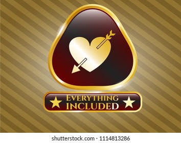  Gold badge with heart with arrow icon and Everything included text inside