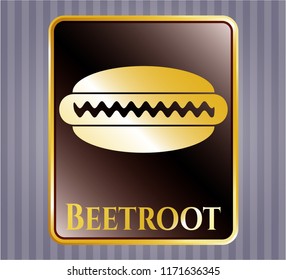  Gold badge with hot dog icon and Beetroot text inside