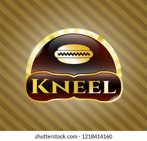  Gold badge with hot dog icon and Kneel text inside
