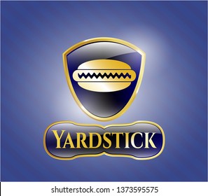  Gold badge with hot dog icon and Yardstick text inside