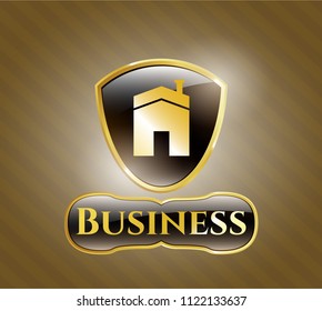  Gold badge with house icon and Business text inside