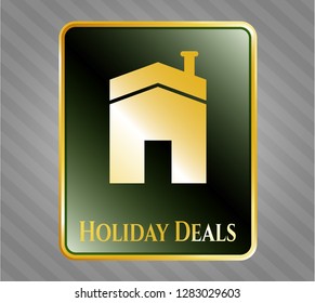  Gold badge with house icon and Holiday Deals text inside