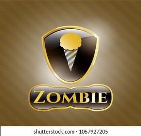  Gold badge with ice cream icon and Zombie text inside