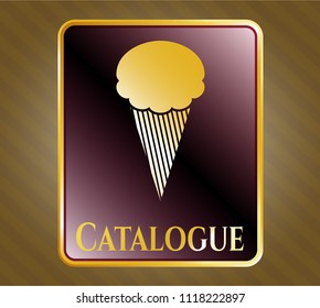  Gold badge with ice cream icon and Catalogue text inside