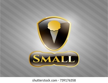  Gold badge with ice cream icon and Small text inside