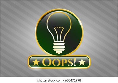  Gold badge with Idea icon and Oops! text inside