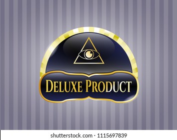  Gold badge with illuminati pyramid icon and Deluxe Product text inside