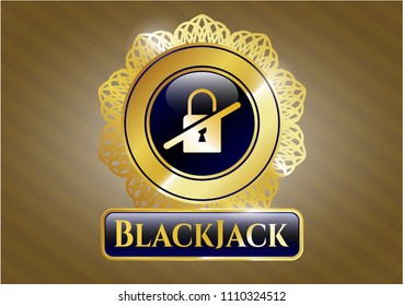   Gold badge with inaccessible icon and BlackJack text inside