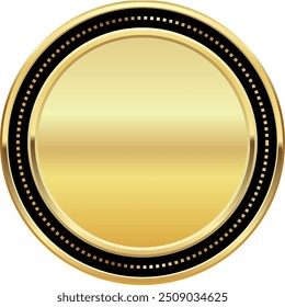 Etiqueta realista vazia de insígnia de distintivo dourado