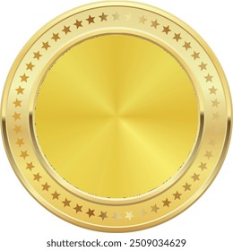 Etiqueta realista vazia de insígnia de distintivo dourado