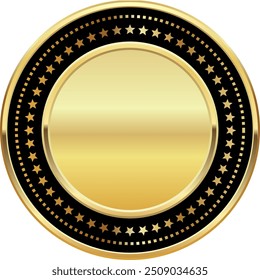 Etiqueta realista vazia de insígnia de distintivo dourado