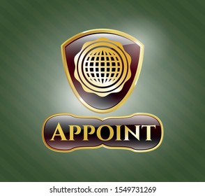  Gold badge with international icon and Appoint text inside