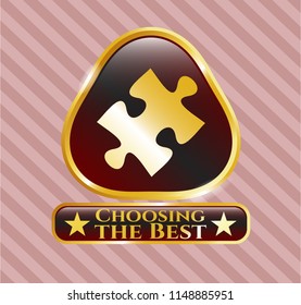  Gold badge with jigsaw puzzle piece icon and Choosing the Best text inside