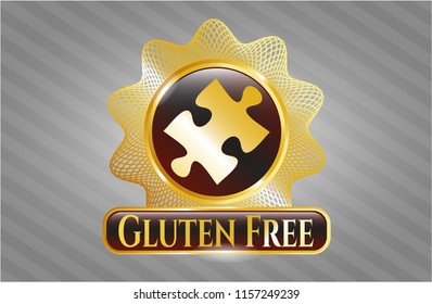 Gold badge with jigsaw puzzle piece icon and Gluten Free text inside