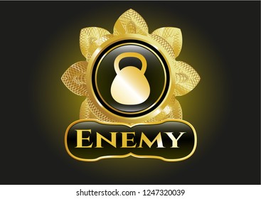  Gold badge with kettlebell icon and Enemy text inside