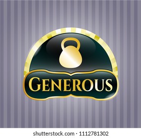  Gold badge with kettlebell icon and Generous text inside