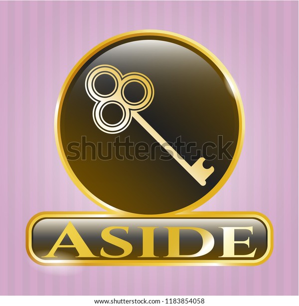  Gold\
badge with key icon and Aside text\
inside