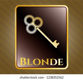  Gold badge with key icon and Blonde text inside