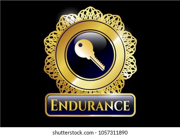  Gold badge with key icon and Endurance text inside