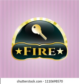  Gold badge with key icon and Fire text inside