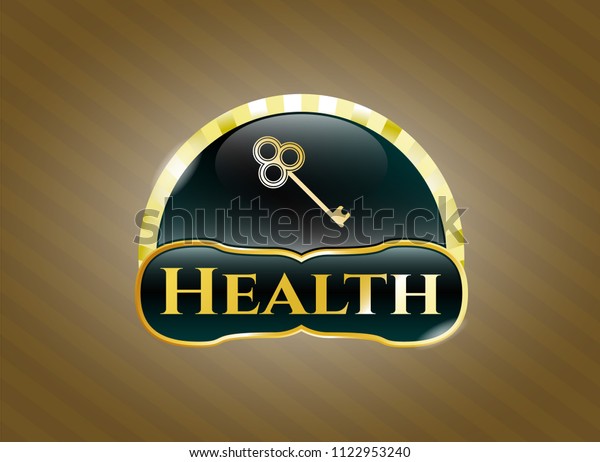  Gold\
badge with key icon and Health text\
inside