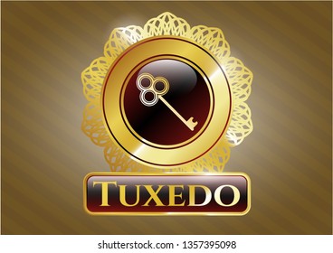  Gold badge with key icon and Tuxedo text inside
