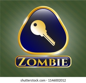  Gold badge with key icon and Zombie text inside
