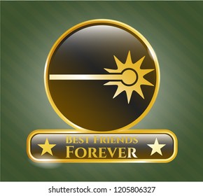  Gold badge with laser icon and Best Friends Forever text inside