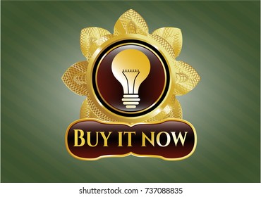  Gold badge with light bulb icon and Buy it Now text inside