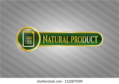  Gold badge with list icon and Natural Product text inside