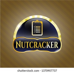  Gold badge with list icon and Nutcracker text inside