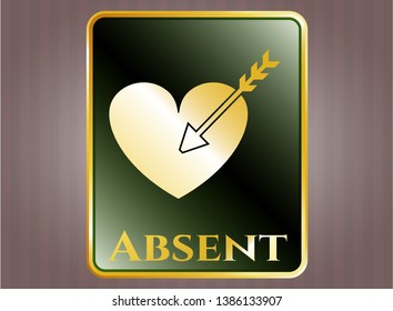  Gold badge with love icon and Absent text inside