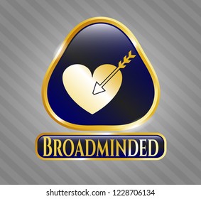  Gold badge with love icon and Broadminded text inside