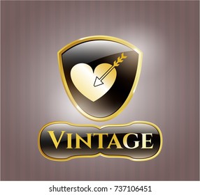  Gold badge with love icon and Vintage text inside