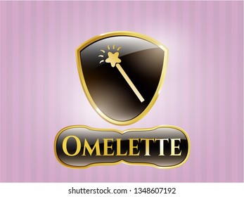  Gold badge with magic stick icon and Omelette text inside