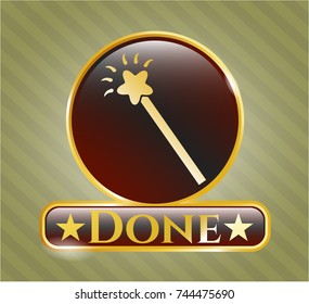 Gold badge with magic stick icon and Done text inside